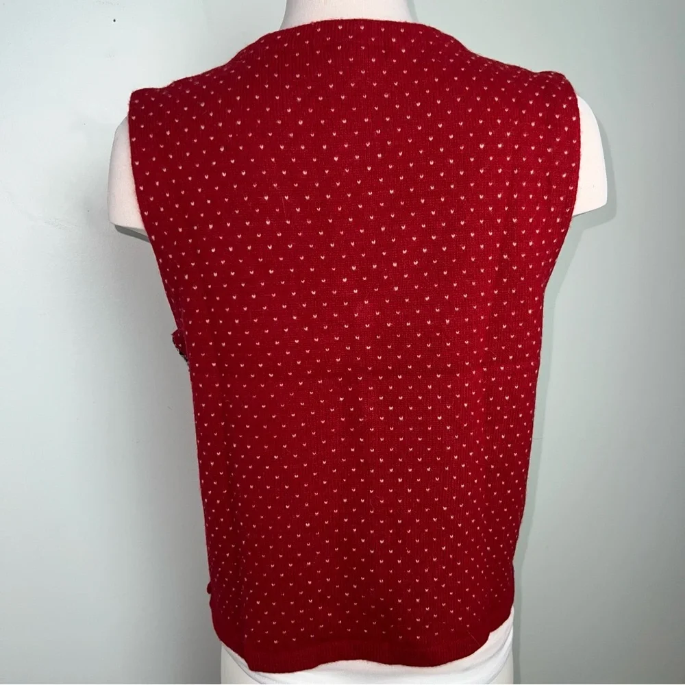 Eddie Bauer Red Fair Isle 100% Wool Sweater Vest Size M